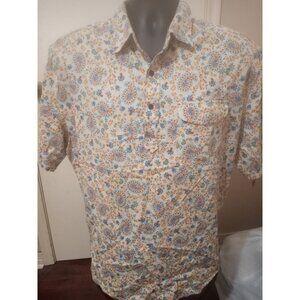 Cubavera Adult Mens Large L Polo Shirt Floral Paisley All Over Print Casual
